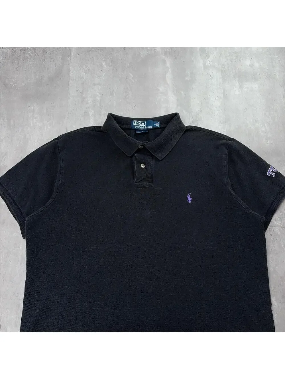 Vintage Black Polo Ralph Lauren TCU Embroidered Polo Shirt